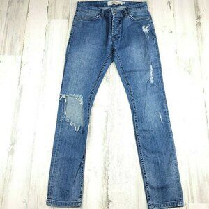 Topman Skinny Stretch Distressed Jeans Men’s 28x28 Blue Slim Fit Denim Pants